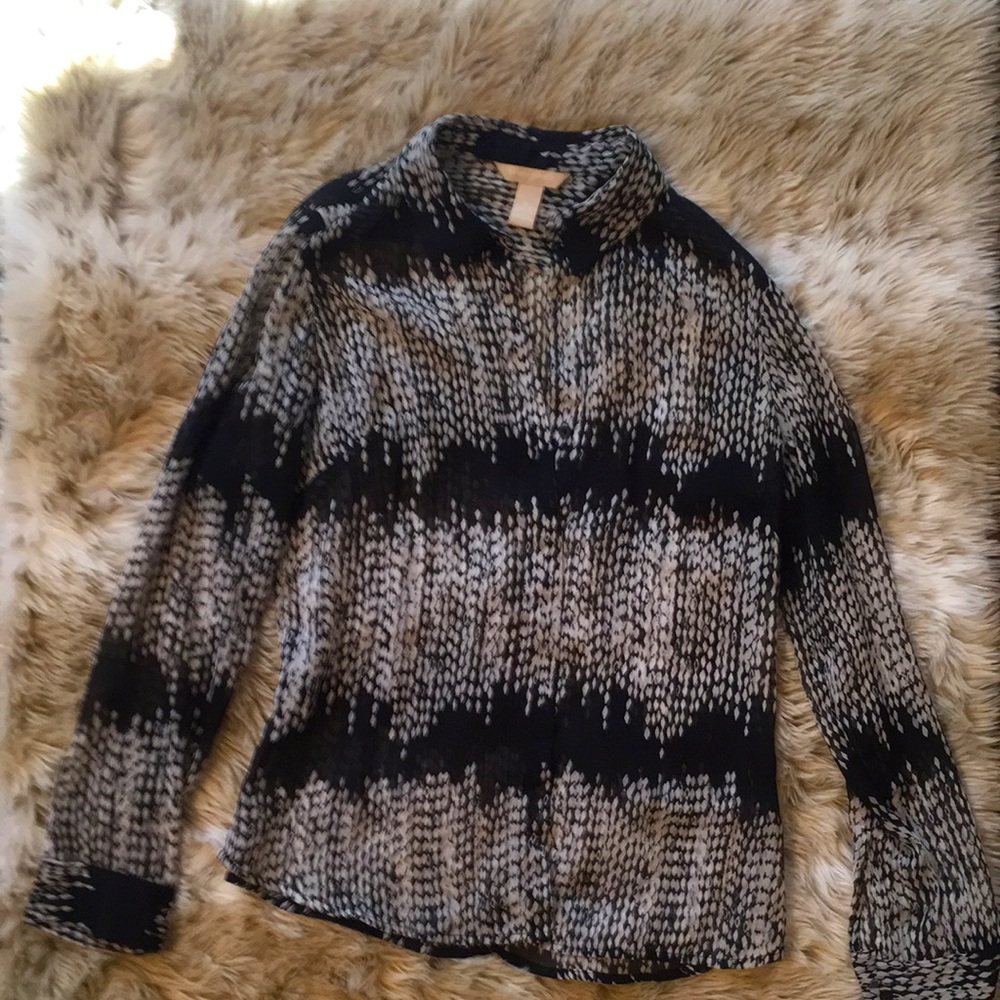 Sheer button down top.